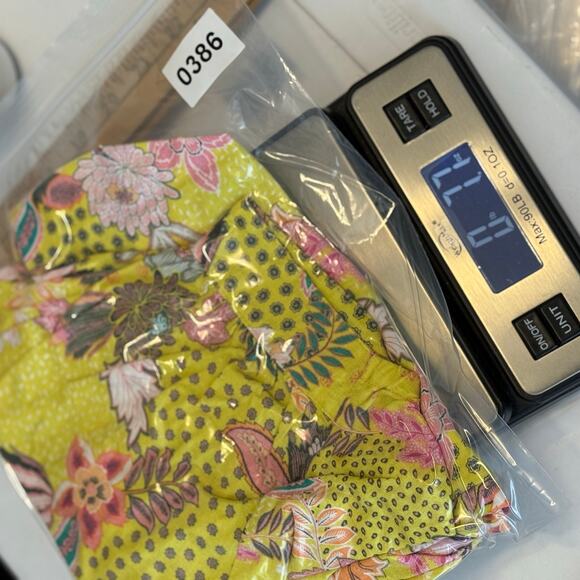 Loft Linen Artsy Yellow Floral Puff Sleeve Top Large Square Neck Boho Vacation - Picture 12 of 13